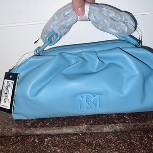 Badgley Mischka Blue Shoulder Bag with Smooth Finish and Padded Shape